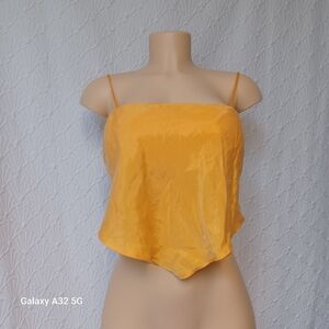 Zara Women Size S Yellow Asymmetrical Crop Camisole